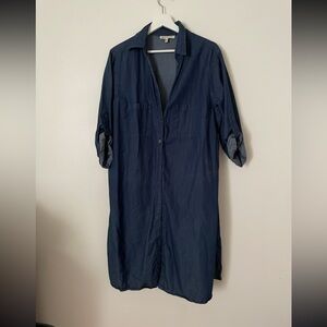 Speed Control Navy Long Casual Button-Down Shirt